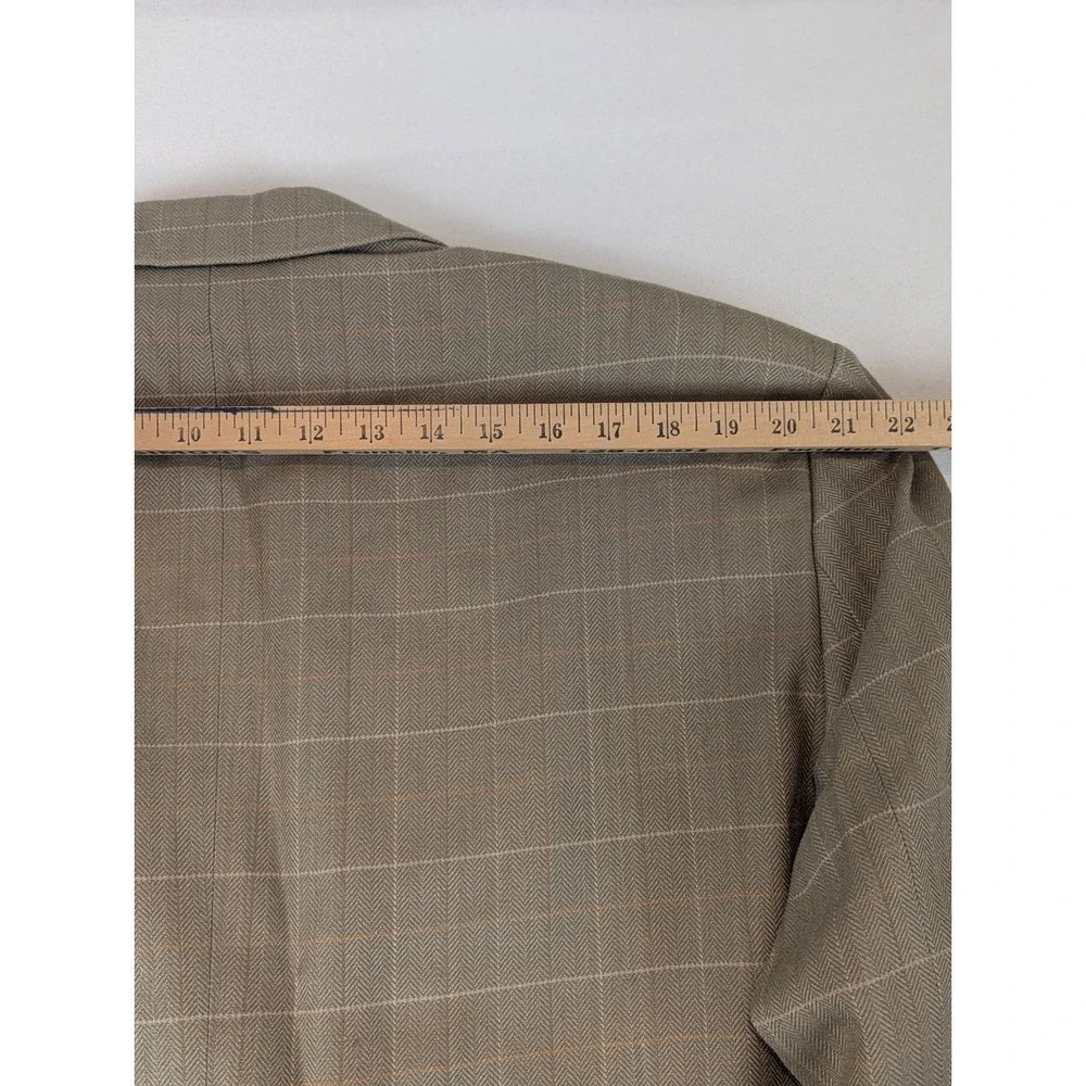 Izod of London Tan 38R Linen Window Pane Plaid Blazer Sport Mens‎ Suit Jacket